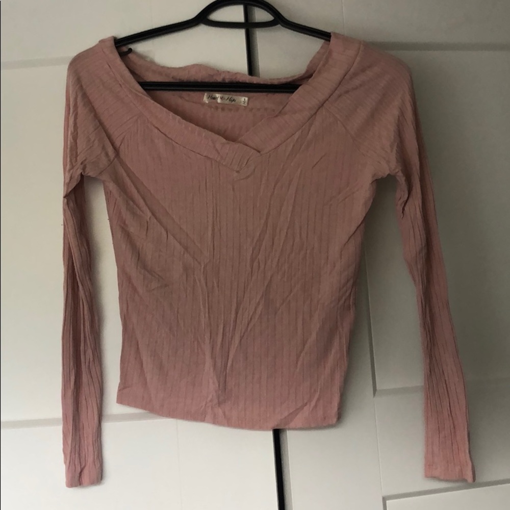 Light pink off the shoulder shirt